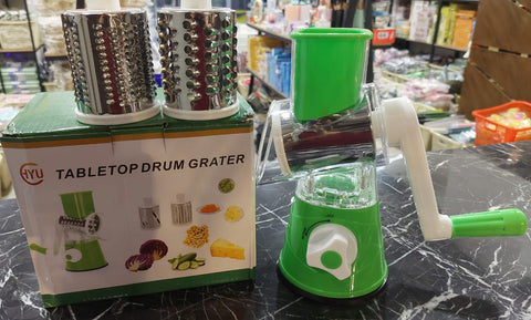 TableTop Drum Grater – Manual Vegetable Cutter, Slicer & Grater (Random Color)