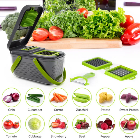 22-Piece Multifunctional Vegetable Cutter & Slicer Set – Chopper, Dicer & Shredder