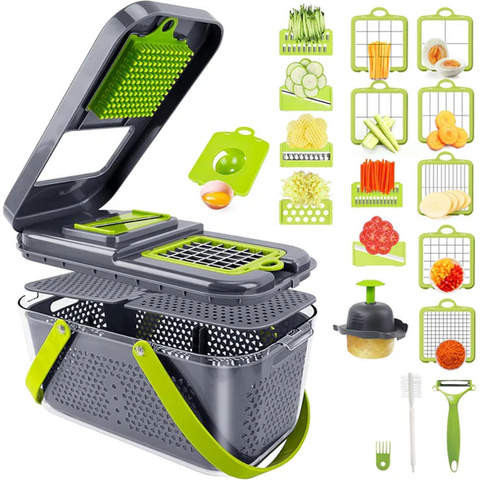 22-Piece Multifunctional Vegetable Cutter & Slicer Set – Chopper, Dicer & Shredder